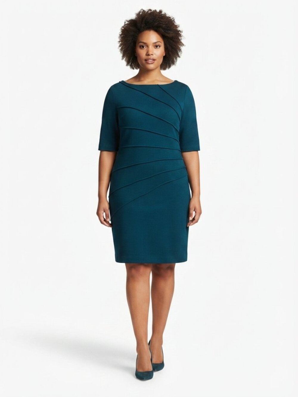 Connected Apparel Ponte Knit Fitted Sheath Dress- Sz. 16